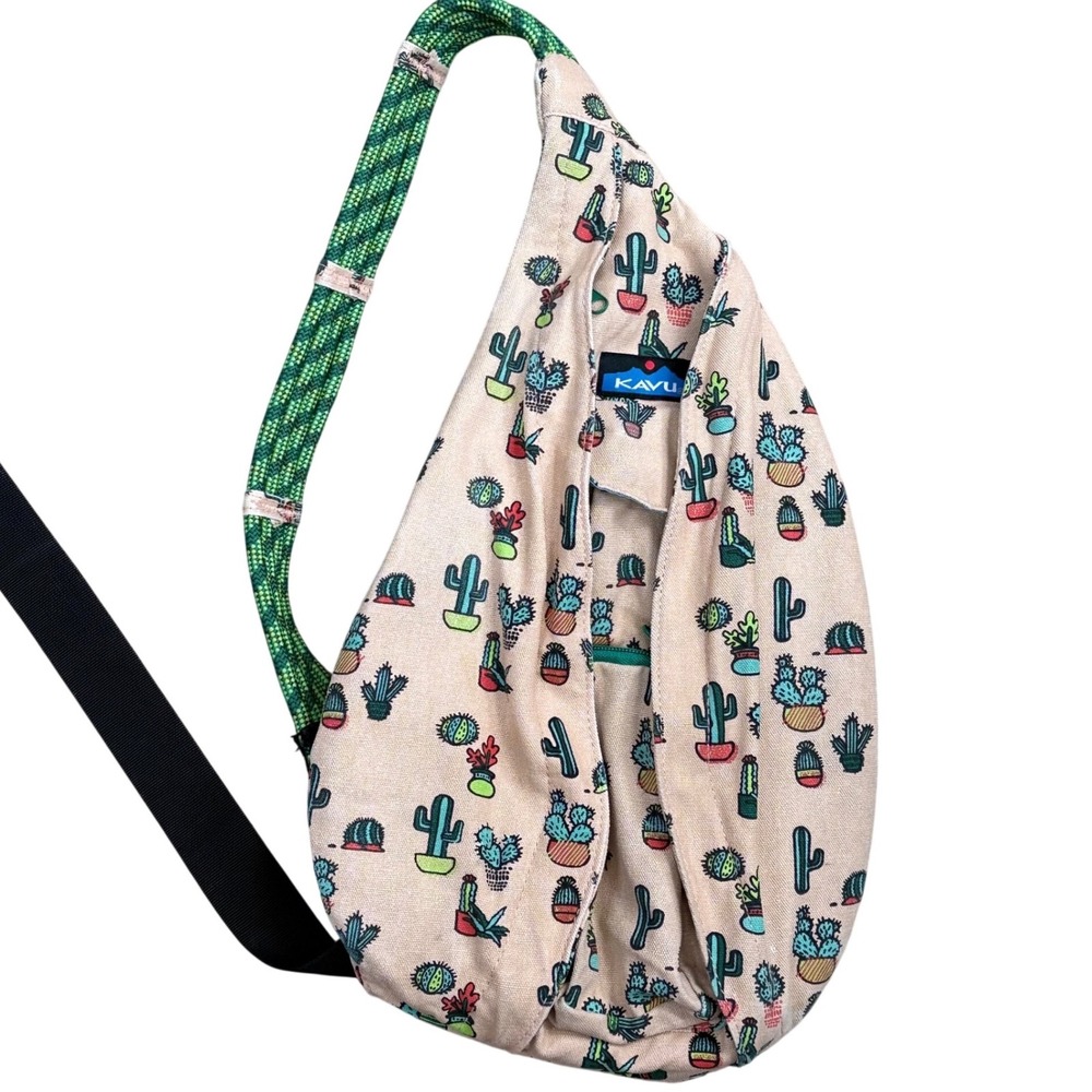 KAVU Rope Bag Cactus Print Sling Backpack Unisex OS-Minor wash wear on back-GUC